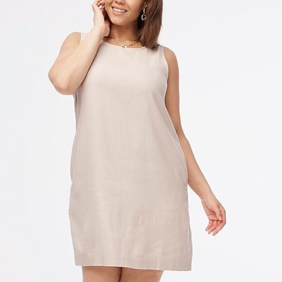 J Crew Factory NWT Linen Blend Shift Mini Dress Size  10 in Silver Sand - Picture 1 of 13
